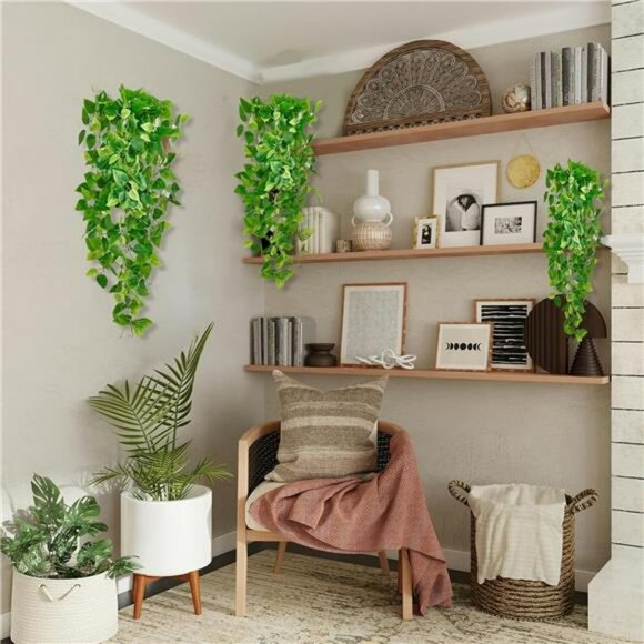 Artificial hanging plants vines fake ivy garlands greenery wall home decor set - Picture 2 of 7